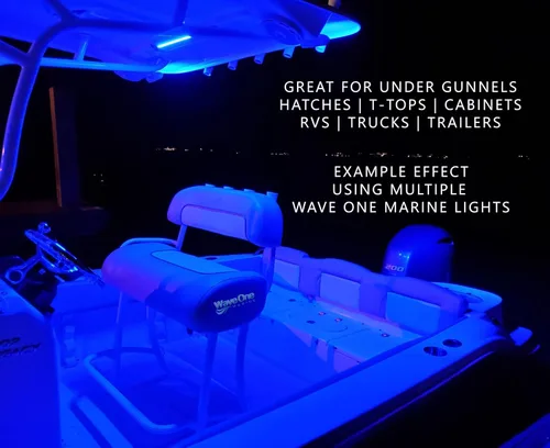 Vista 5 de Wave One Marine Tira de luz LED RGBW de cortesía y acento para barco de 16 pulgadas Controlador interno de 12-24 voltios Blanco azul rojo verde