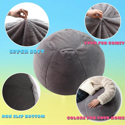 Vista 42 de LPMOERA - Funda de silla tipo puf para almacenamiento de peluches (sin relleno), puf suave y rellenable para organizar juguetes de peluche o espuma