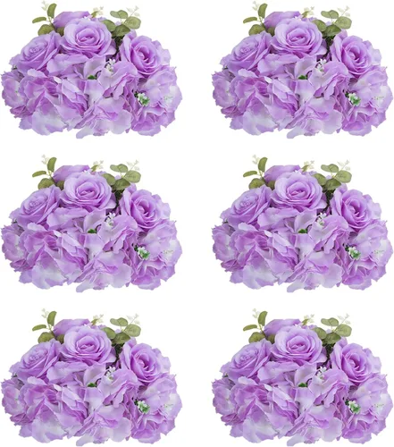 Vista 33 de Bolas de flores de rosas rojas para centros de mesa: 10 piezas de centros de mesa de flores de diámetro de 11.8 pulgadas para mesas en decoración