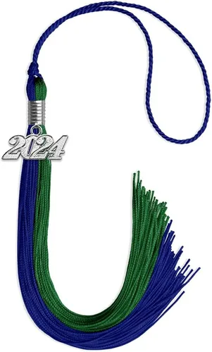 Vista 261 de Endea Graduation Borla de doble color con gota de fecha plateada (negro/oro antiguo, 2025)