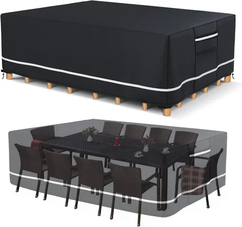 Vista 15 de Fundas para muebles de patio impermeables, resistentes 600D, fundas para muebles de exterior para sofá seccional exterior, resistente al desgarro