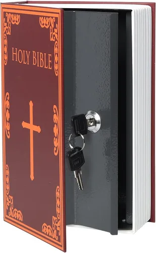 Vista 6 de Caja de almacenamiento de libros de diversión, caja fuerte secreta con llave de seguridad, caja de seguridad para guardar dinero, documentos