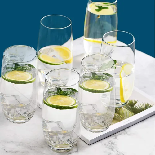 Vista 4 de CUKBLESS Juego de 6 vasos de agua Highball, juego de 4 copas de vino iridiscentes