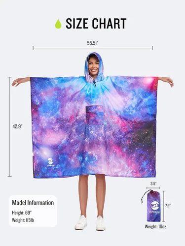 Vista 6 de Impermeable con capucha estilo poncho, para hombres y mujeres