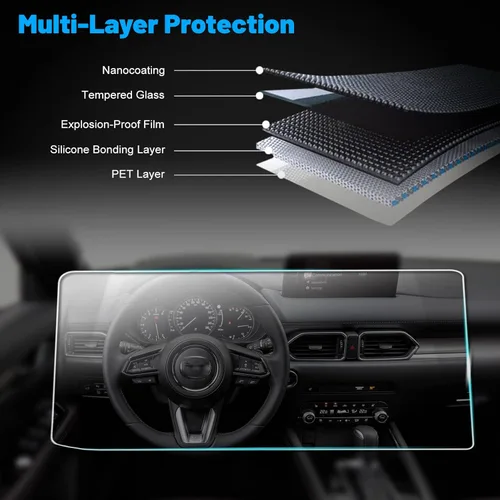 Vista 2 de Compatible con Mazda CX-5 CX-9 2025 2024 2023 2022 2021 Accesorios para pantalla de navegación de automóvil Protector de pantalla táctil