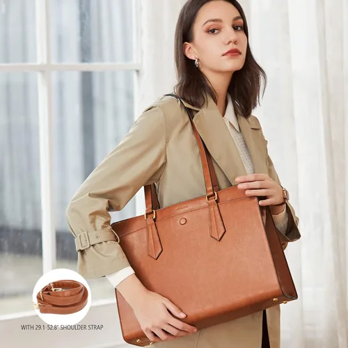 Vista 3 de OUKUPA Bolso de mano para laptop para mujer, maletín de 15.6 pulgadas, bolsa de hombro, bolsa de trabajo para computadora, negocios, impermeable