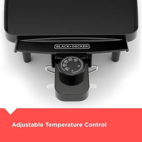 Vista 3 de BLACK+DECKER Plancha eléctrica con sonda de temperatura extraíble, parrilla interior, plancha para panqueques, negro, GD1810BC