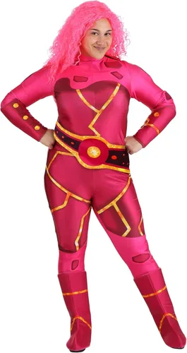 Lava Girl Halloween Costume For Women Officially Licensed Outfit With Jumpsuit, Gauntlets, And Shoe Covers