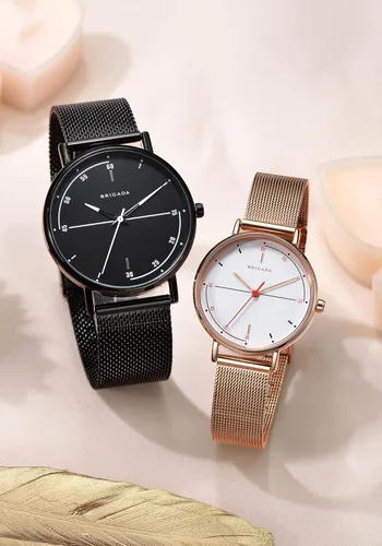 Vista 3 de BRIGADA Minimalist Watch for Men and Women, Ultra Thin Quartz Analog Casual Watches with Stainless Steel Mesh Band