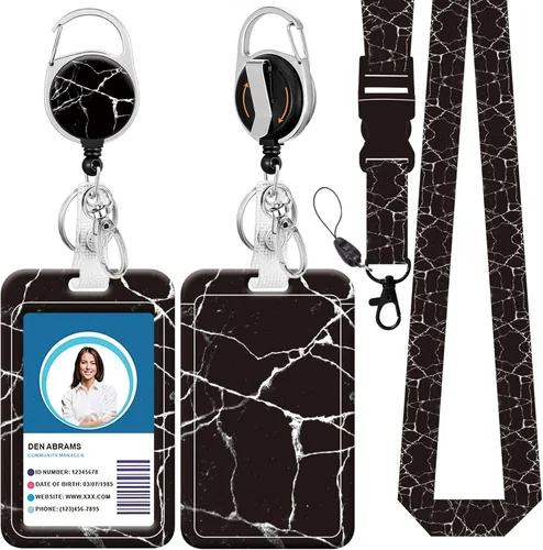 Vista 14 de Cordón para credencial y soporte para tarjetas de identificación, carretes retráctiles con clip para cinturón de carrete de mosquetón, cordón