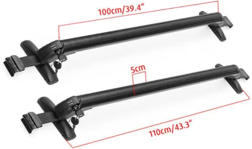 Vista 6 de Portaequipajes superior para portaequipajes, barra transversal, universal, de aluminio, ajustable, repuesto para 43.3 pulgadas