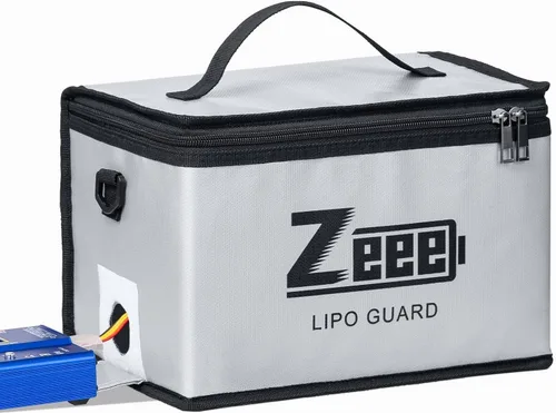 Vista 5 de Zeee Lipo - Bolsa de seguridad ignífuga – Bolsa protectora de almacenamiento de gran capacidad para cargar – 10 celdas ajustables