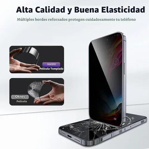 Vista 6 de Paquete de 2 protectores de pantalla de privacidad para iPhone 14 Pro Max, [kit de alineación automática] Vidrio templado de pantalla completa