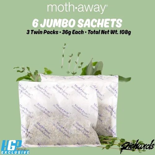 Vista 5 de Richards Homewares Moth Away Herbal Non Toxic Natural Repellent, 6-Jumbo Sachets