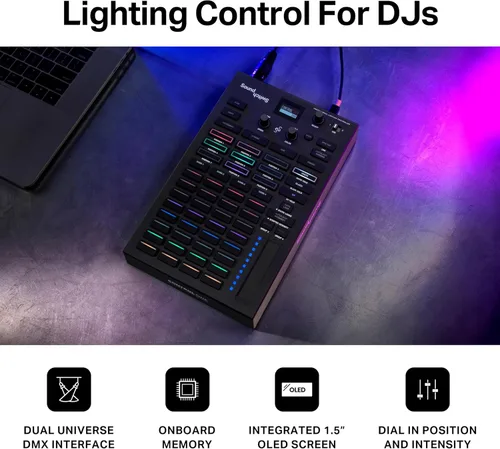 Vista 3 de SoundSwitch Control One - Controlador profesional de iluminación DMX para DJ con 3 meses de acceso al software SoundSwitch y soporte para luces DMX