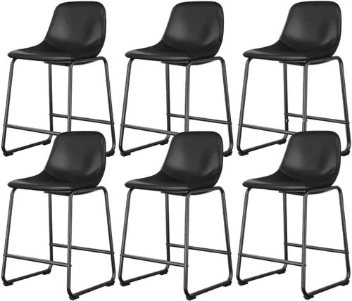 Vista 22 de Rfiver Taburetes de bar de cuero sintético PU Set de 2, Taburetes de pub industriales con respaldo y reposapiés, Sillas de bar modernas sin brazos