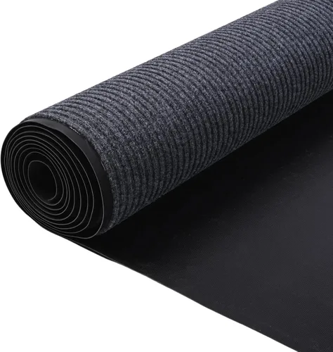 Vista 9 de Tapete de pasillo para exteriores de 4 x 10 pies, alfombra de pasillo de doble rayas, antideslizante, alfombra comercial para entrada interior, Gris