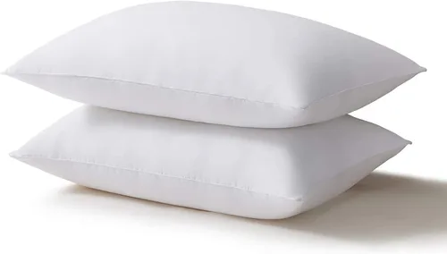 Vista 7 de Acanva Almohadas de cama para dormir, paquete de 2, relleno de microfibra alternativa al plumón suave, funda natural agradable a la piel, suave
