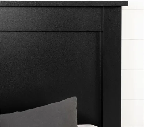 Vista 5 de Pemberly Row Cabecero de madera de diseño moderno, acabado negro puro, diseño de panel plano, tamaño Queen, 46 pulgadas de alto x 65 pulgadas