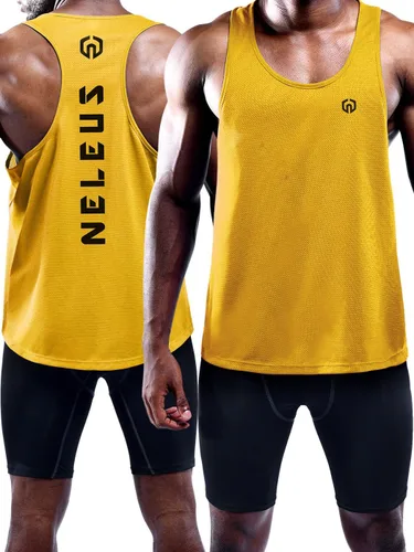 Vista 3 de NELEUS Paquete de 3 camisetas sin mangas con espalda en Y Dry Fit para hombre