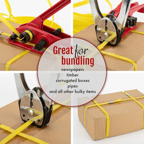 Vista 5 de Sellos abiertos para correas de 1/2 pulgada de ancho, clips de metal resistentes con poder de sujeción superior para asegurar embalajes pesados