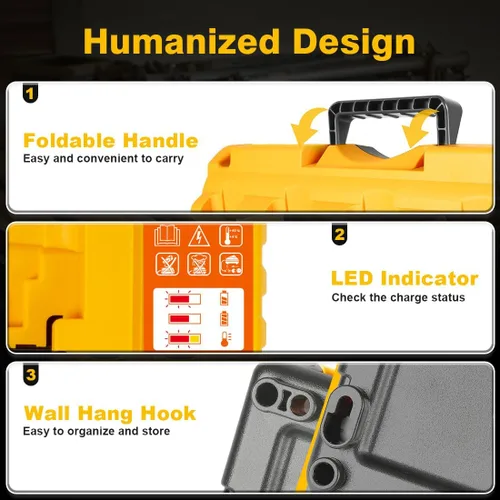 Vista 5 de DCB104 Reemplazo para estación de carga de batería Dewalt de 20 V, compatible con Dewalt 12V 20V Max batería de litio DCB120 DCB127 DCB112 DCB115