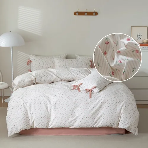 Vista 19 de EAVD Juego de edredón floral azul Twin/Twin XL blanco, microfibra suave, 3 piezas, juego de edredón bohemio con flores botánicas para niñas con 2