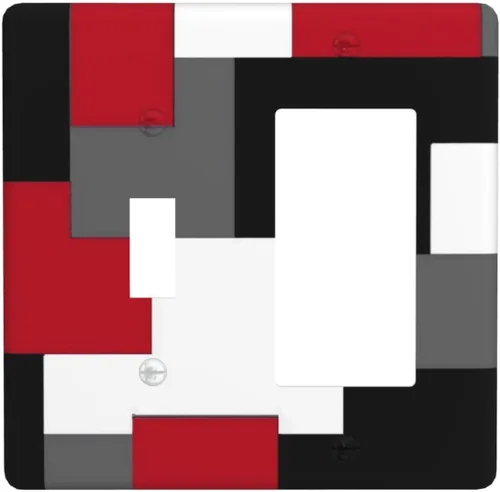 Vista 184 de Taupe Beige Marrón Gris Abstracto Arte 1-Banda Interruptor de Luz Doble de Recepción Placa de Pared Toma Cubiertas Eléctricas Decorativas Modernas