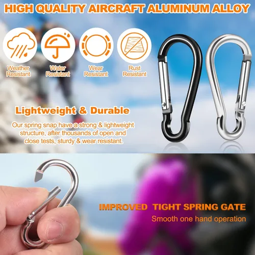 Vista 3 de BONWIN Clips de mosquetón de repuesto para asta de bandera 4 ganchos de resorte de aleación de aluminio para bandera con ojales Accesorios