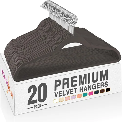 Vista 40 de HOUSE DAY Perchas de terciopelo beige, paquete de 20 perchas de fieltro antideslizantes resistentes para abrigos, perchas delgadas de alta calidad