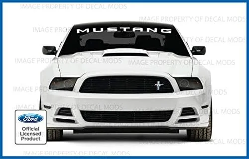 Vista 3 de Decal Mods Cartel para parabrisas delantero compatible con Ford Mustang (2010-2014), calcomanía gráfica V6 - M (brillo blanco) - CW