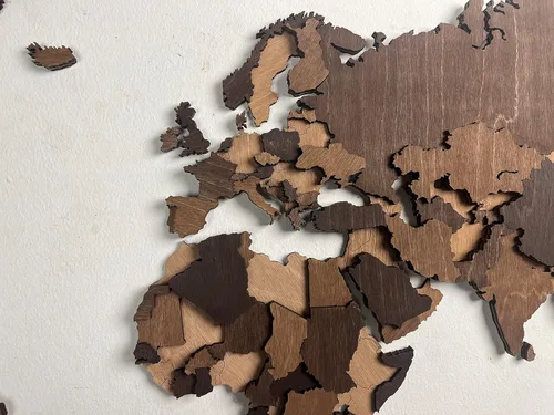 Vista 6 de World Map, Wood Map, Wall Art Decor, Wooden World Map, 3D World Map, Large Map, DarK Brown Wood Map, 3D Wood World Map, Housewarming Gift