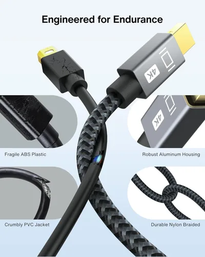 Vista 5 de IVANKY - Adaptador 4K Mini DisplayPort a HDMI, 4K@30Hz Adaptador Mini DP a HDMI, Thunderbolt 2 a HDMI chapado en oro/trenzado Compatible con MacBook