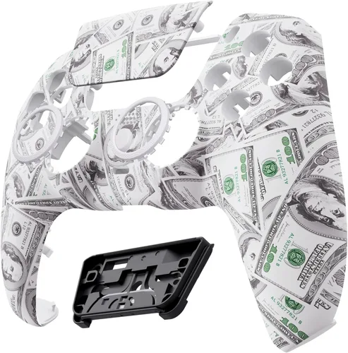 Vista 4 de eXtremeRate Luna Redesigned Front Shell Touchpad Compatible with ps5 Controller BDM-010 020 030 040 050, The 100 Cash Money Replacement Faceplate
