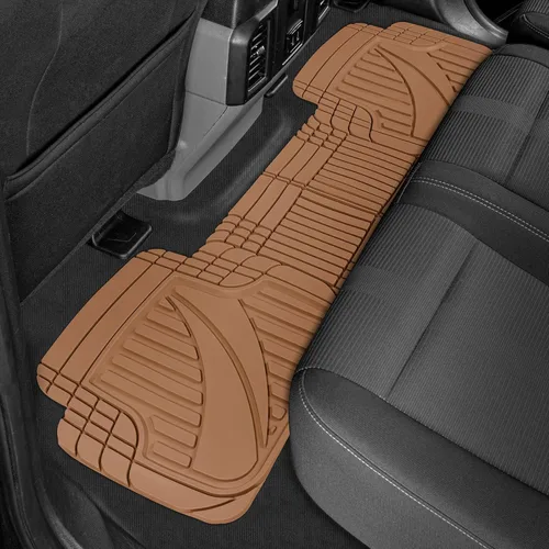 Vista 9 de Motor Trend FlexTough™ - Alfombrillas Avanzadas de Goma Beige para Piso de Automóvil – Alfombrillas de Piso de Servicio Pesado Recortables