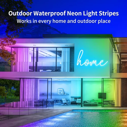 Vista 5 de segrass Tira de luces LED de neón, tira de luces LED RGB de neón CC de 24 V y 16.4 pies, control remoto, flexible, impermeable, tira de luces LED