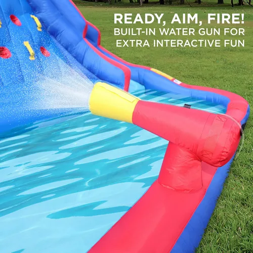 Vista 8 de Sunny & Fun Ultra Climber - Parque inflable de tobogán acuático – Resistente para diversión al aire libre – Pared de escalada, dos toboganes