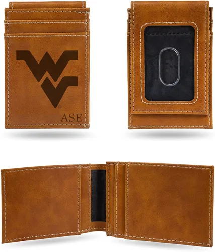 Vista 16 de Rico Industries NCAA Arizona State Sun Devils Brown - Cartera de bolsillo frontal personalizada con grabado láser - Delgada/ligera - Gran artículo