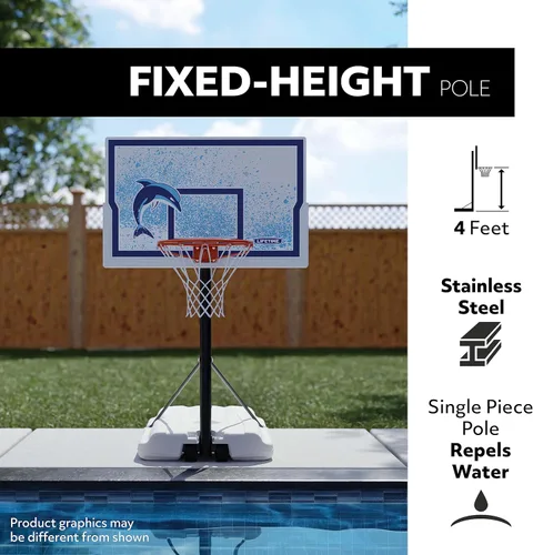 Vista 4 de Lifetime Aro de baloncesto portátil junto a la piscina, tablero de impacto de 44 pulgadas