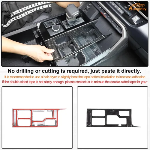 Vista 126 de Aunginsy Marco para panel de cambio de marchas con caja de almacenamiento Compatible con Toyota Tundra/Sequoia 2022-2024 2025 Protector contra