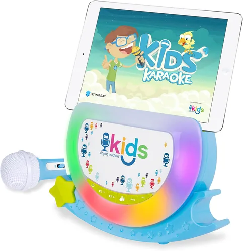 Vista 2 de Singing Machine Kids SMK929BG - Altavoz portátil con canciones pregrabadas y efectos de sonido, azul/verde