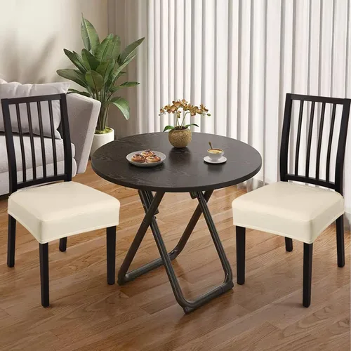 Vista 7 de YISUN Fundas para sillas de comedor, de piel sintética sólida, impermeable y resistente al aceite, fundas protectoras para sillas de comedor
