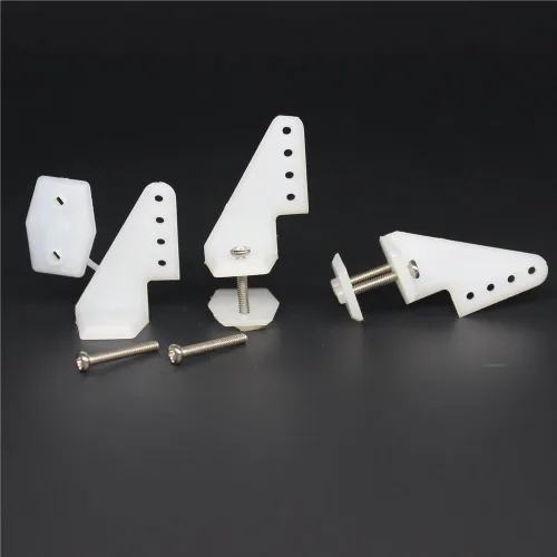 Vista 6 de Hobbypark 10 juegos de cuernos de control estándar de nylon W13xL18xH25mm 4 agujeros con tornillo para piezas de avión RC reemplazo modelo KT