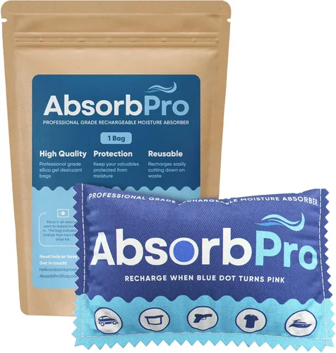 Vista 8 de Absorb Pro Bolsa deshumidificadora recargable, paquete de 1 unidad, 3.53 oz (3.53 oz), absorbentes de humedad reutilizables, paquetes de gel