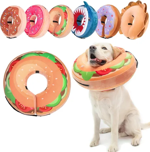 Vista 21 de BEAUTYZOO - Collar inflable suave para perros y gatos, alternativa a conos postoperatorios, con forma de donut, para evitar lamidos, color rosa