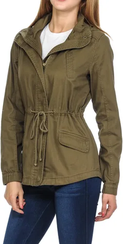Vista 2 de Auliné Collection Chaqueta con capucha de sarga ligera y estilo militar para mujer