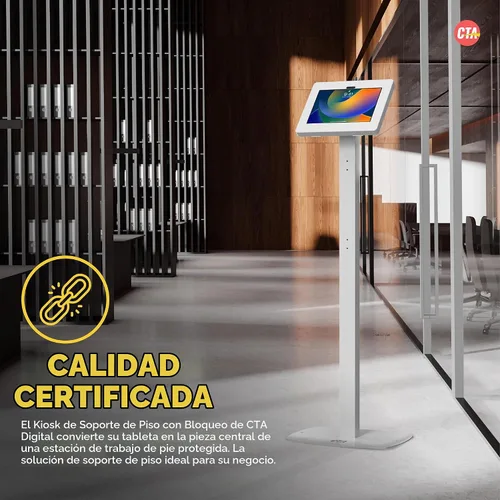 Vista 8 de Soporte de piso delgado - Soporte para tableta con pantalla de quiosco de 360 grados CTA - Acceso al cargador y bloqueo para iPad mini A17 Pro