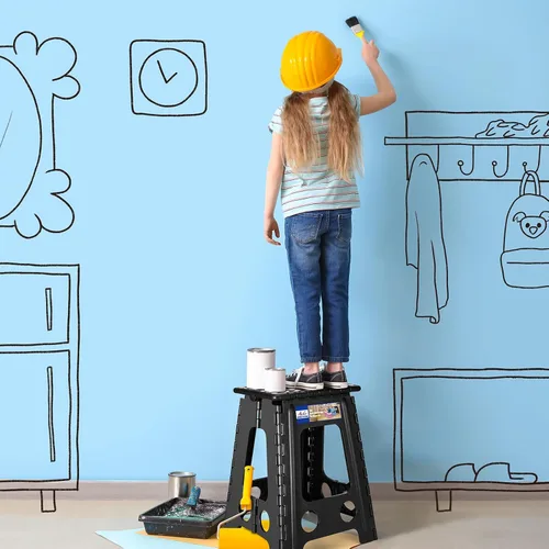 Vista 4 de ACKO Taburete plegable de 17.5 pulgadas, 400 libras, capacidad de peso, taburetes plegables de plástico para adultos y niños, taburete plegable