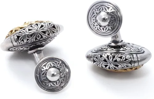 Vista 7 de konstantino de los hombres gemelos de plata y oro oval de filigrana