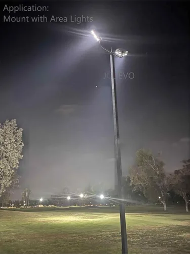 Vista 3 de Soporte con 3 brazos a 180 grados, 3 espigas en línea para 3 accesorios de iluminación con 2 3-8 deslizadores, 2 soportes de poste de luz LED
